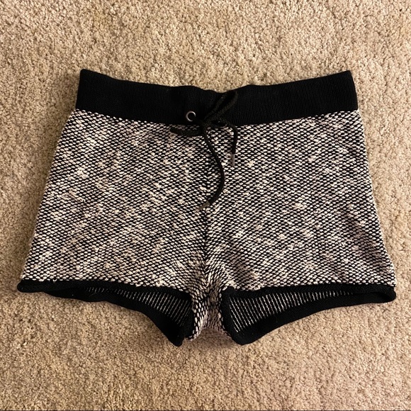 Free People Black and White Knit Shorts